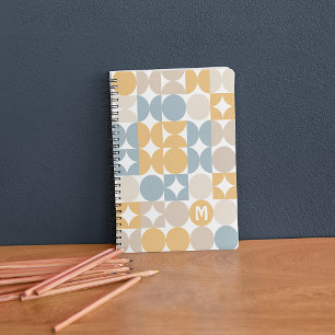 Anpassningsbar Grått Blue Mustard Taupe Brown Art  Anteckningsbok