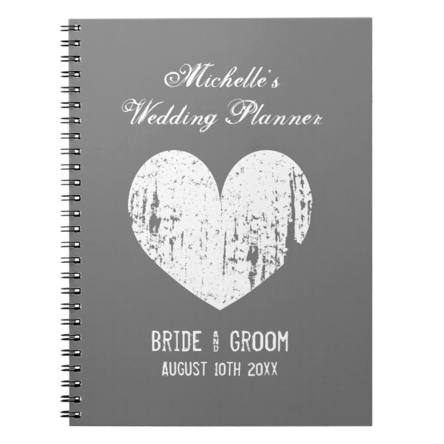 Anpassningsbar grått bröllopsfixaren-organisatör b anteckningsbok (Framsidan)