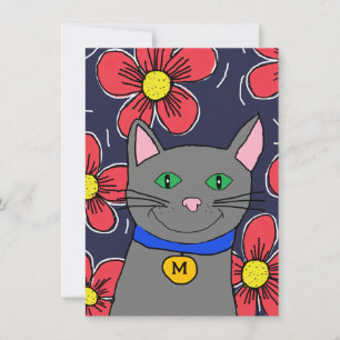 anpassningsbar grått-katt med blommor anpassar den kort