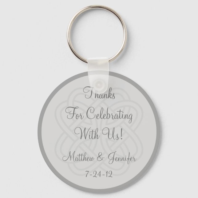 Anpassningsbar Grått Keychain Wedding Favor Keepsa Nyckelring (Framsida)