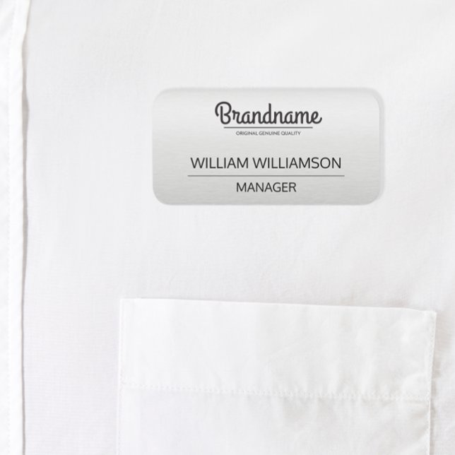 Anpassningsbar Grått Logotyp medarbetare Namnbricka (Silver logo name tag)