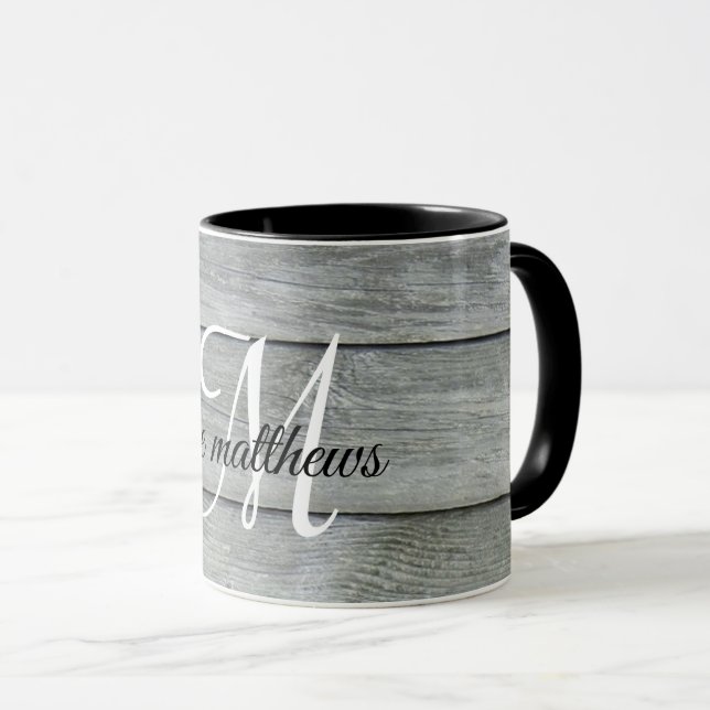 Anpassningsbar Grått Modern Rustic Farmhouse Stil  Mugg (Framsida höger)