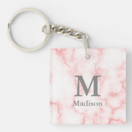 Anpassningsbar Grått Monogram och Namn på Rosa Mar
