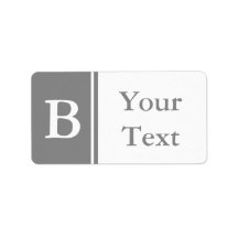 Anpassningsbar Grått Monogrammed-etiketter eller M