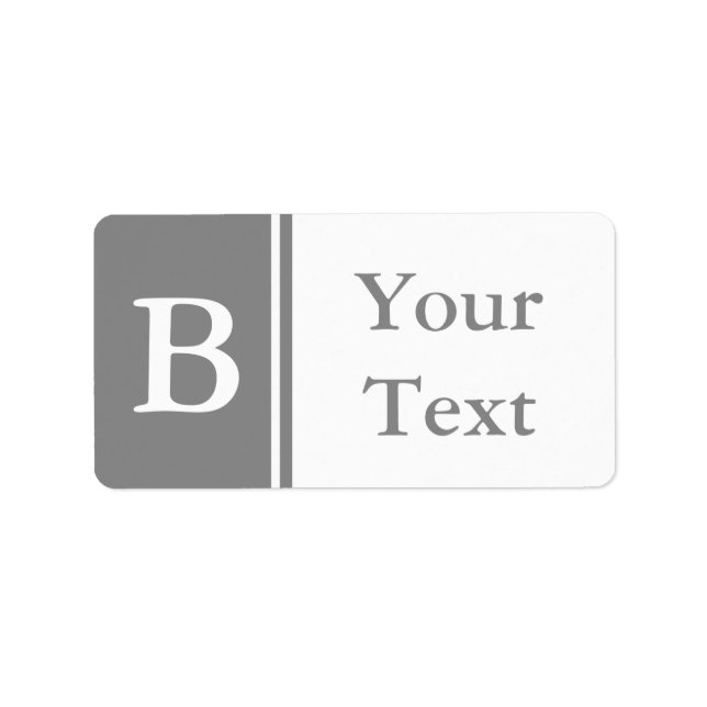 Anpassningsbar Grått Monogrammed-etiketter eller M Adressetikett (Framsidan)