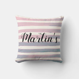 Anpassningsbar Grått och Rosa stripe Mönster Kudde