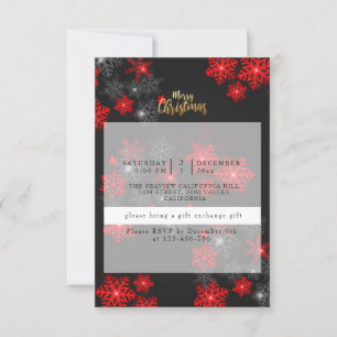 Anpassningsbar Grått Red Glitter Sparkles God jul Inbjudningar