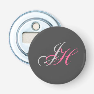 Anpassningsbar Grått Rosa Monogram Simple Plain Flasköppnare