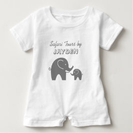 Anpassningsbar grått safari elefant baby romper fö t shirt