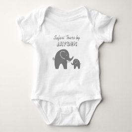 Anpassningsbar grått safari elefant baby romper fö t shirt