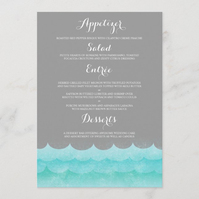 Anpassningsbar Grått Sea Nautical Menu Meny (Framsida)