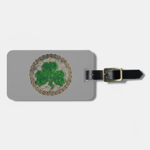 Anpassningsbar Grått Shamrock och keltiska knoppar Bagagebricka