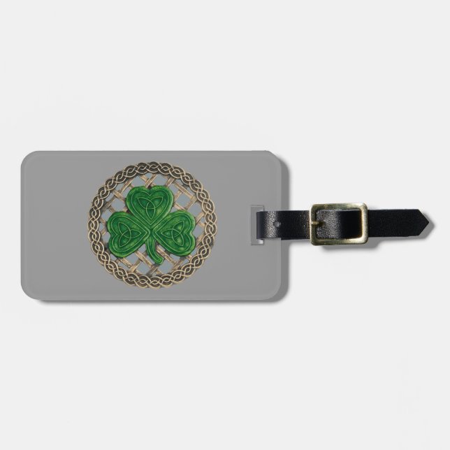 Anpassningsbar Grått Shamrock och keltiska knoppar Bagagebricka (Horisontell Framsida)