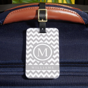 Anpassningsbar Grått White Chevron Mönster Bagagebricka