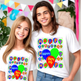 Anpassningsbar grattis på födelsedagen-ballonger t shirt