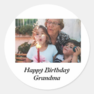 Anpassningsbar Grattis på födelsedagen Grandma Pho Runt Klistermärke