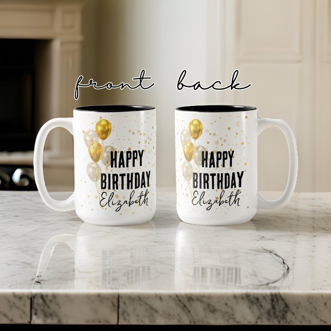 Anpassningsbar Grattis på födelsedagen Mugg, födel Två-Tonad Mugg (happy birthday mug for her, birthday present for women, birthday present for girl, birthday mug)
