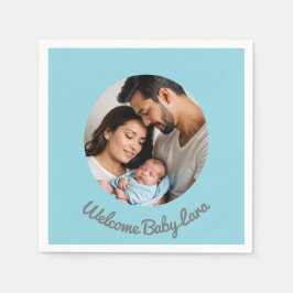 anpassningsbar Grattis, pojke blå välkomna baby Pappersservett