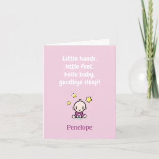 Anpassningsbar gratulationskort för babyflicka med kort