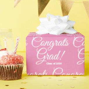 anpassningsbar Gratulerar, årskript, girly rosa Presentpapper
