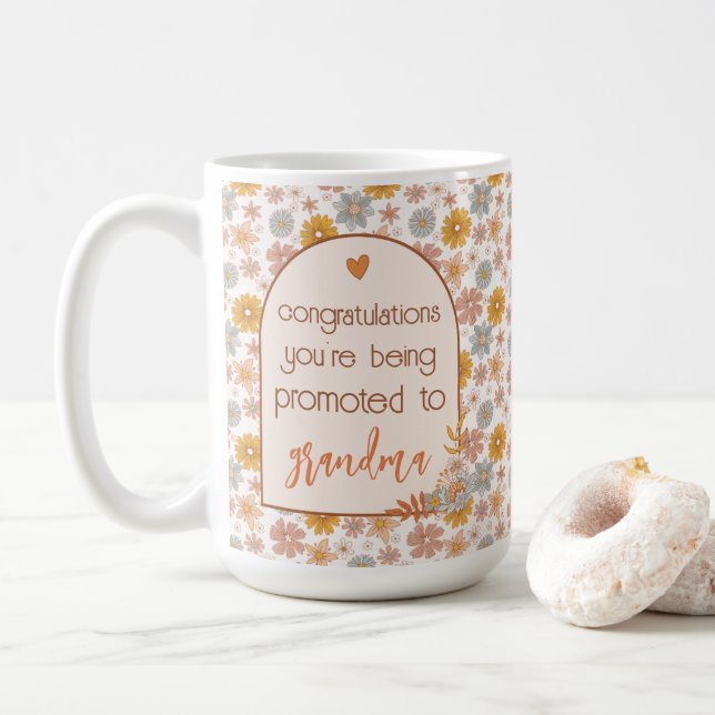 Anpassningsbar Gravid Reveal Gift Boho Blommigt Kaffemugg (Med munk)