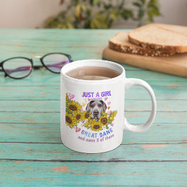 Anpassningsbar Great dane Älskare Solrosbrickor Bl Kaffemugg