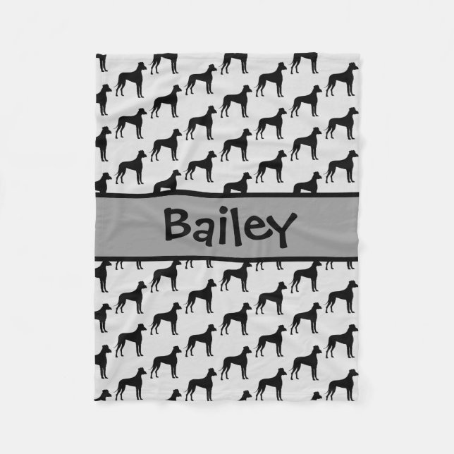 Anpassningsbar Great dane Hund Silhouette Fleecefilt (Framsidan)