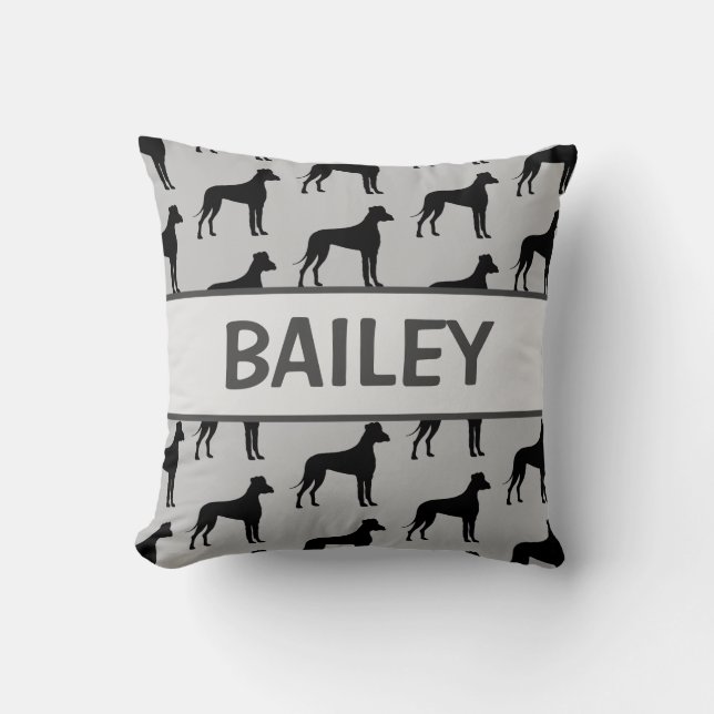 Anpassningsbar Great dane Hund Silhouette Kudde (Framsida)