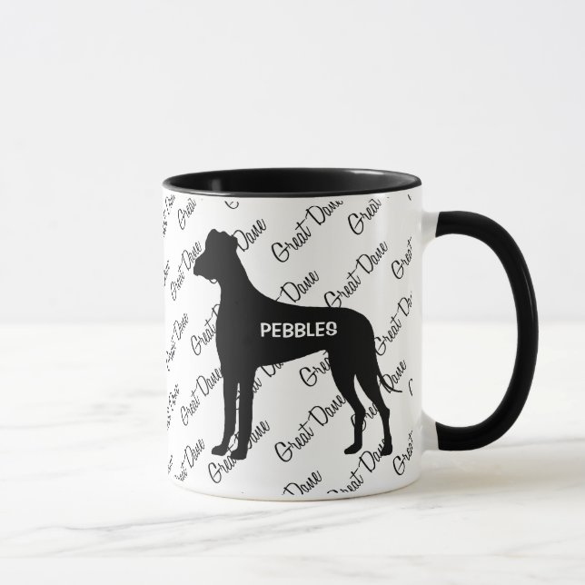 ANPASSNINGSBAR Great dane Hund Silhouette Mugg (Höger)