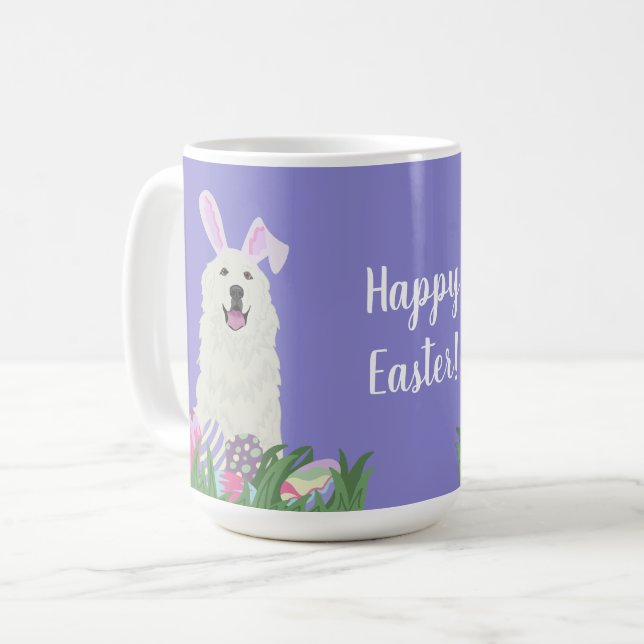 Anpassningsbar Great Pyrenees Påsk Kaffemugg (Framsida vänster)