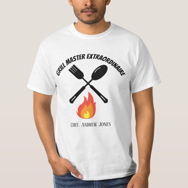 Anpassningsbar Grill Master Extraordinaire roliga  T Shirt (Framsida)