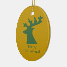 Anpassningsbar: Grönt av julrenshuvud och Guld Julgransprydnad Keramik
