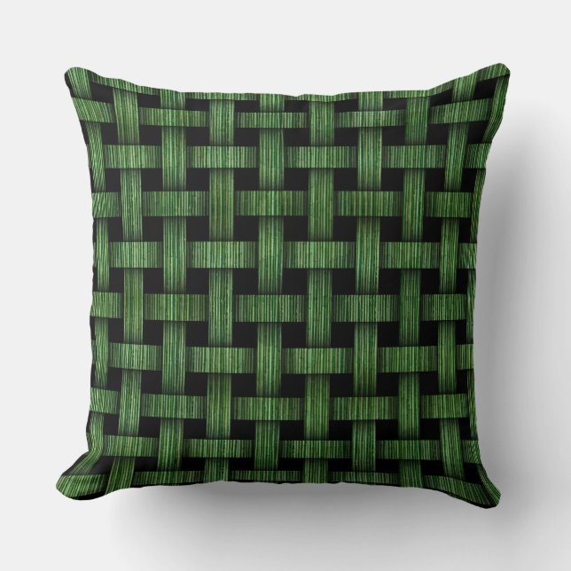 Anpassningsbar Grönt Bamboo Mönster Woven Pillow Kudde (Framsida)