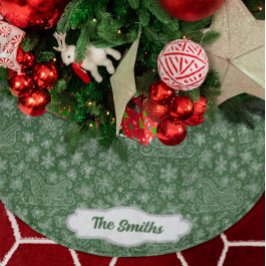 Anpassningsbar Grönt Doodle jul Sleigh Mönster Julgransmatta Borstad Polyester