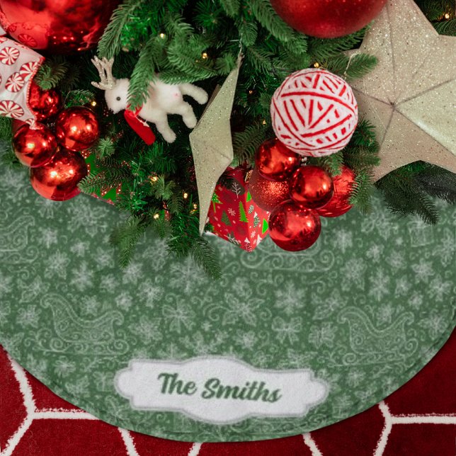 Anpassningsbar Grönt Doodle jul Sleigh Mönster Julgransmatta Borstad Polyester (Skapare uppladdad)