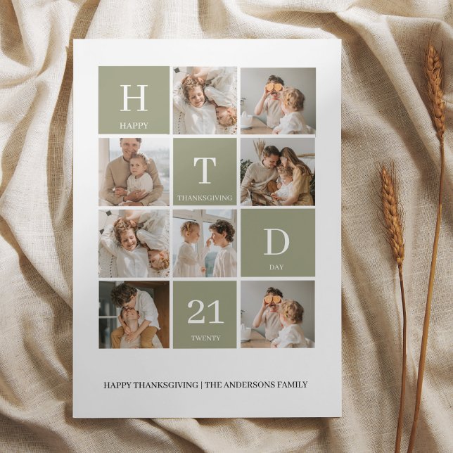 Anpassningsbar Grönt Family Photo Collage | Thanks (Skapare uppladdad)
