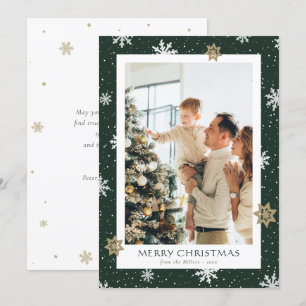 Anpassningsbar Grönt Family Photo God jul Card Julkort