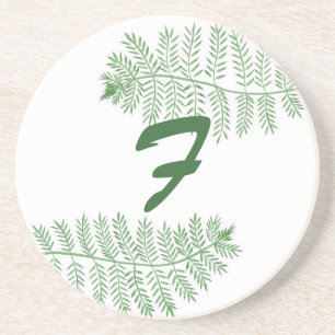 Anpassningsbar Grönt Fern Monogram Underlägg från