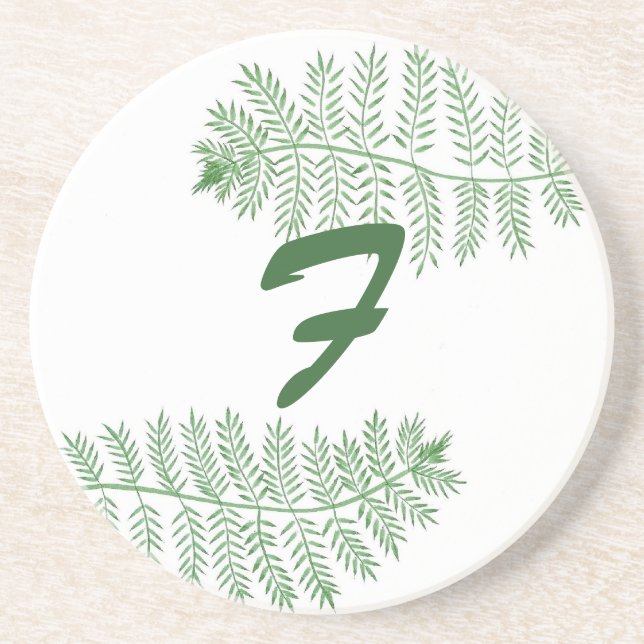 Anpassningsbar Grönt Fern Monogram Underlägg från  (Framsidan)