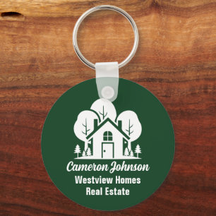 Anpassningsbar Grönt Forest House Real Gods Compan Nyckelring