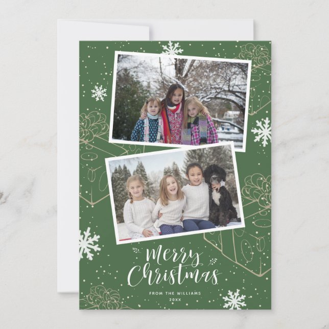 Anpassningsbar Grönt God jul presenterar fotokort Julkort (Framsida)