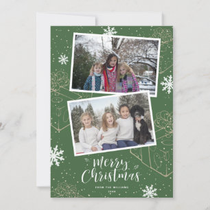 Anpassningsbar Grönt God jul presenterar fotokort Julkort