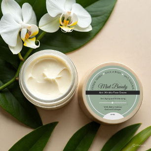 Anpassningsbar Grönt Herbal Ansikte Cream Label St Runt Klistermärke