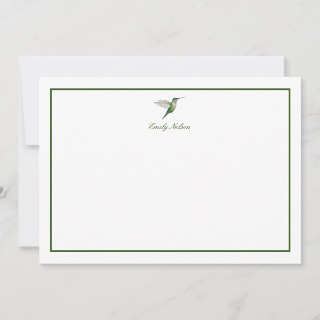 Anpassningsbar Grönt Hummingbird Note Card Anteckningskort (Framsida)