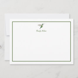 Anpassningsbar Grönt Hummingbird Note Card Anteckningskort