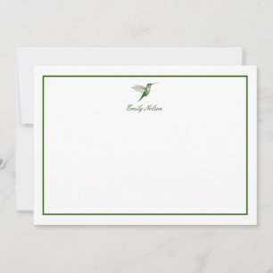 Anpassningsbar Grönt Hummingbird Note Card Anteckningskort