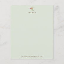 Anpassningsbar Grönt Hummingbird Stationery Papper