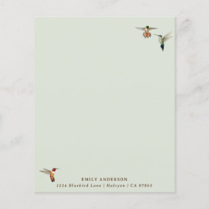 Anpassningsbar Grönt Hummingbird Stationery Papper