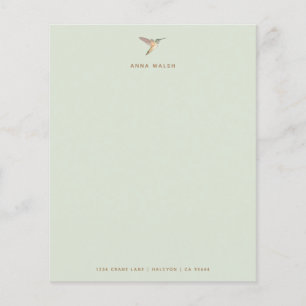 Anpassningsbar Grönt Hummingbird Stationery Papper