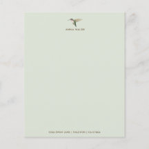 Anpassningsbar Grönt Hummingbird Stationery Papper